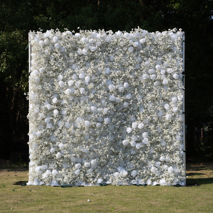 Shimmer Baby Breath wall：3D Fabric Artificial rolling up curtain flower wall(In US Stock 5-7 Days Delivered)