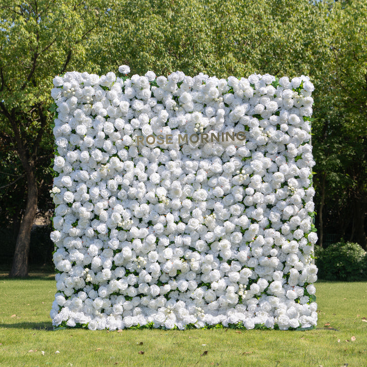 Shy 3D White Flower Wall - Minimalist Wedding Backdrop 8ft×8ft