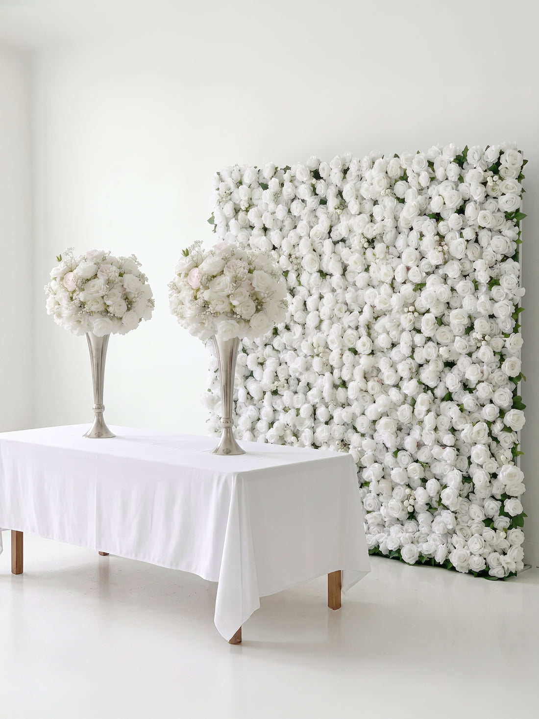 Shy 3D White Flower Wall - Minimalist Wedding Backdrop 8ft×8ft