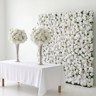 Shy 3D White Flower Wall - Minimalist Wedding Backdrop 8ft×8ft
