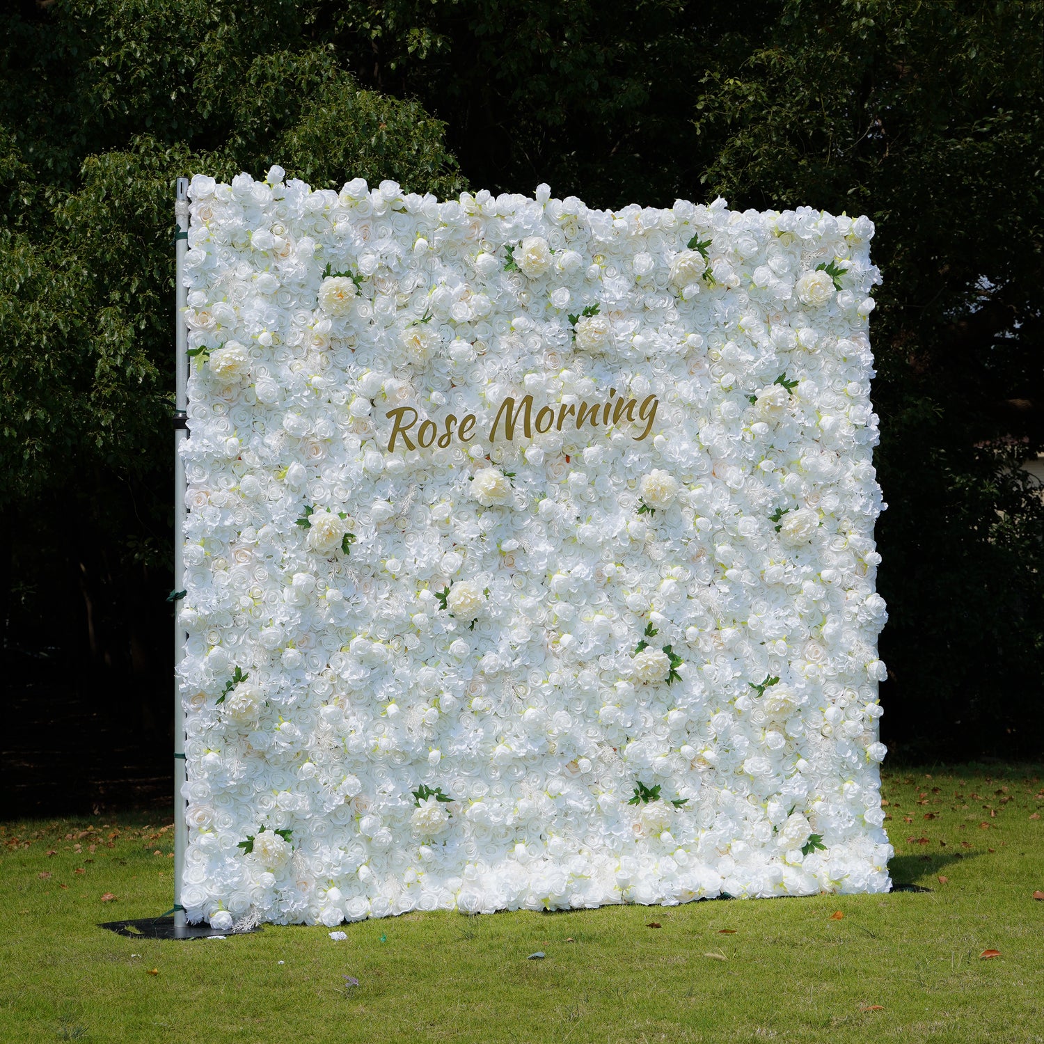 Rose Morning“The flower walls are made of artificial flowers in various colors, layered at different levels to create a lush, elegant and natural look. The exclusive zipper design and roll-up design make it easy to install and remove.”
