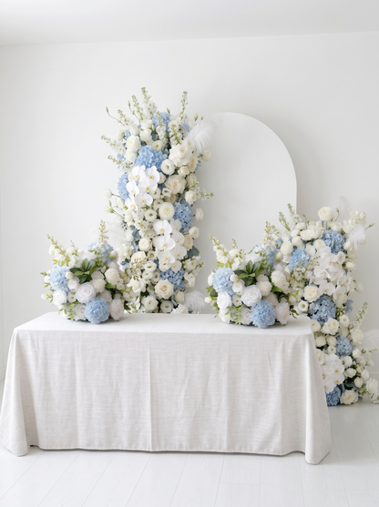 Sky Blue Hydrangea White Orchid Rose Wedding Background Arch KT Board Decorative Flower Row Excludes Frame