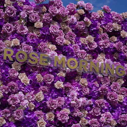 Sofia: 3D Fabric Artificial Flower Wall Rolling Up Curtain Flower Wall R199 - 8ft*8ft Rose Morning
