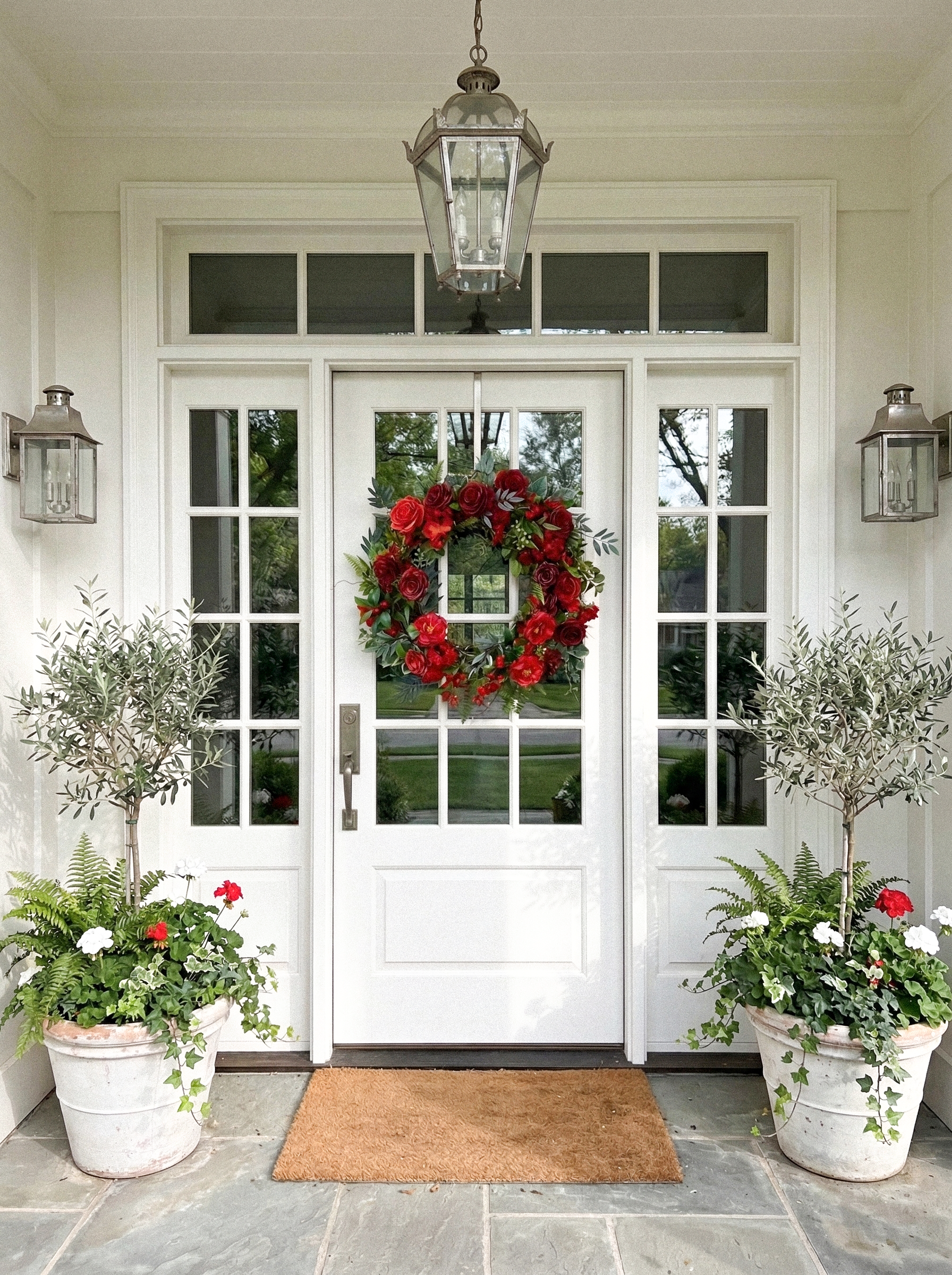 21.65" New Style Wreath with Red Roses and Greenery For Door Hanging