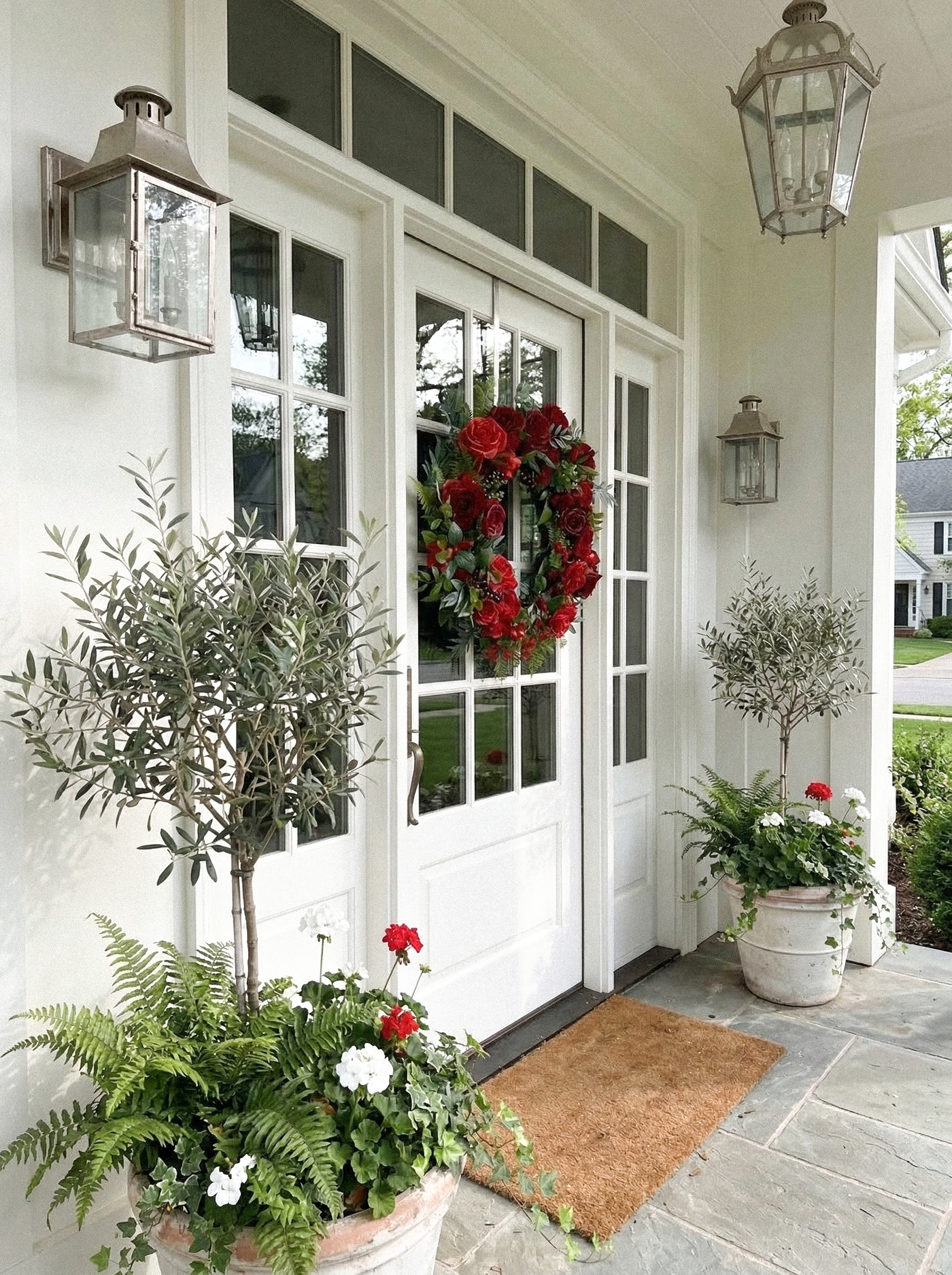 21.65" New Style Wreath with Red Roses and Greenery For Door Hanging