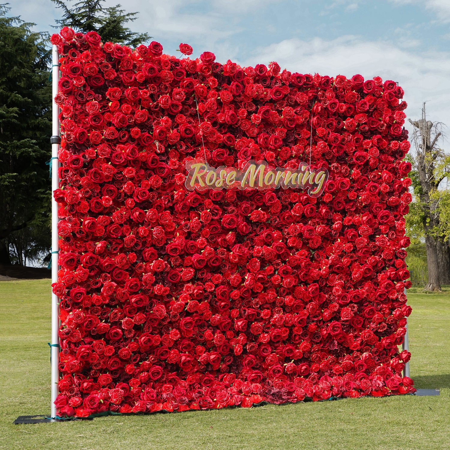 CP Stacie: One Fabric Backdrop Artificial rolling up flower wall+ 1 Flower Wall Stand