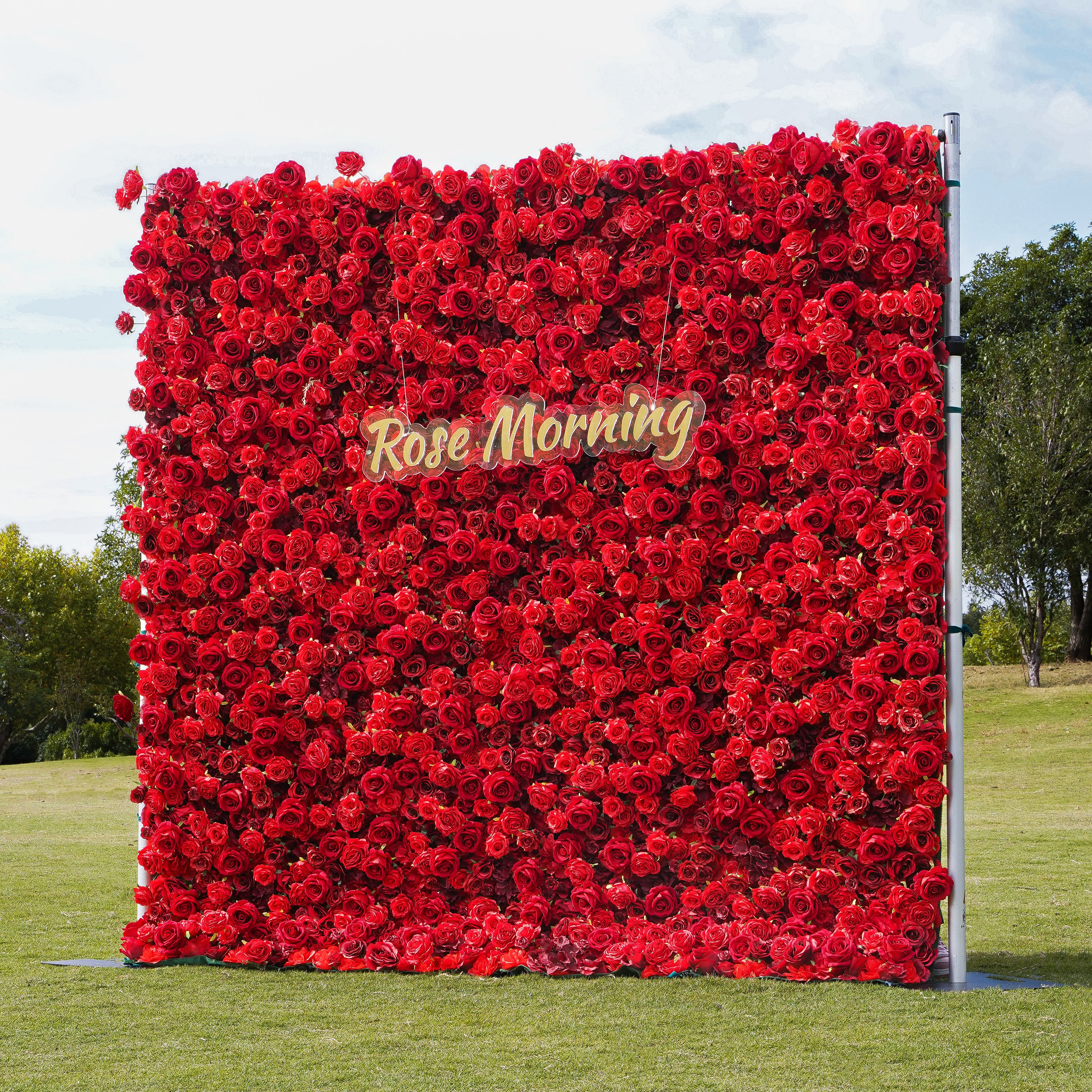 CP Stacie: One Fabric Backdrop Artificial rolling up flower wall+ 1 Flower Wall Stand