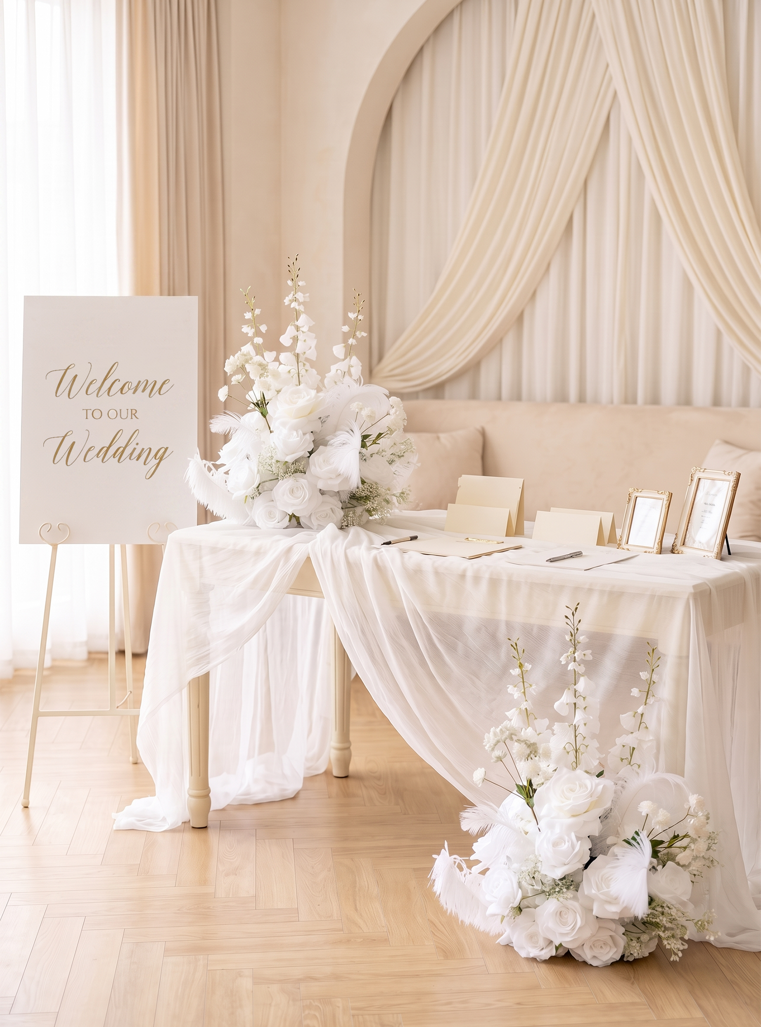 Florielle：White Artificial Rose Arrangements, Wedding Aisle &amp; Table Decor Realistic Silk Flowers with Stable Base,Reusable,Ideal for Indoor Outdoor Ceremonies,Parties &amp; Table Centerpieces