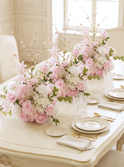Veloura：Pink Artificial Rose Arrangements, Wedding Aisle &amp; Table Decor Realistic Silk Flowers with Stable Base,Reusable,Ideal for Indoor Outdoor Ceremonies,Parties &amp; Table Centerpieces