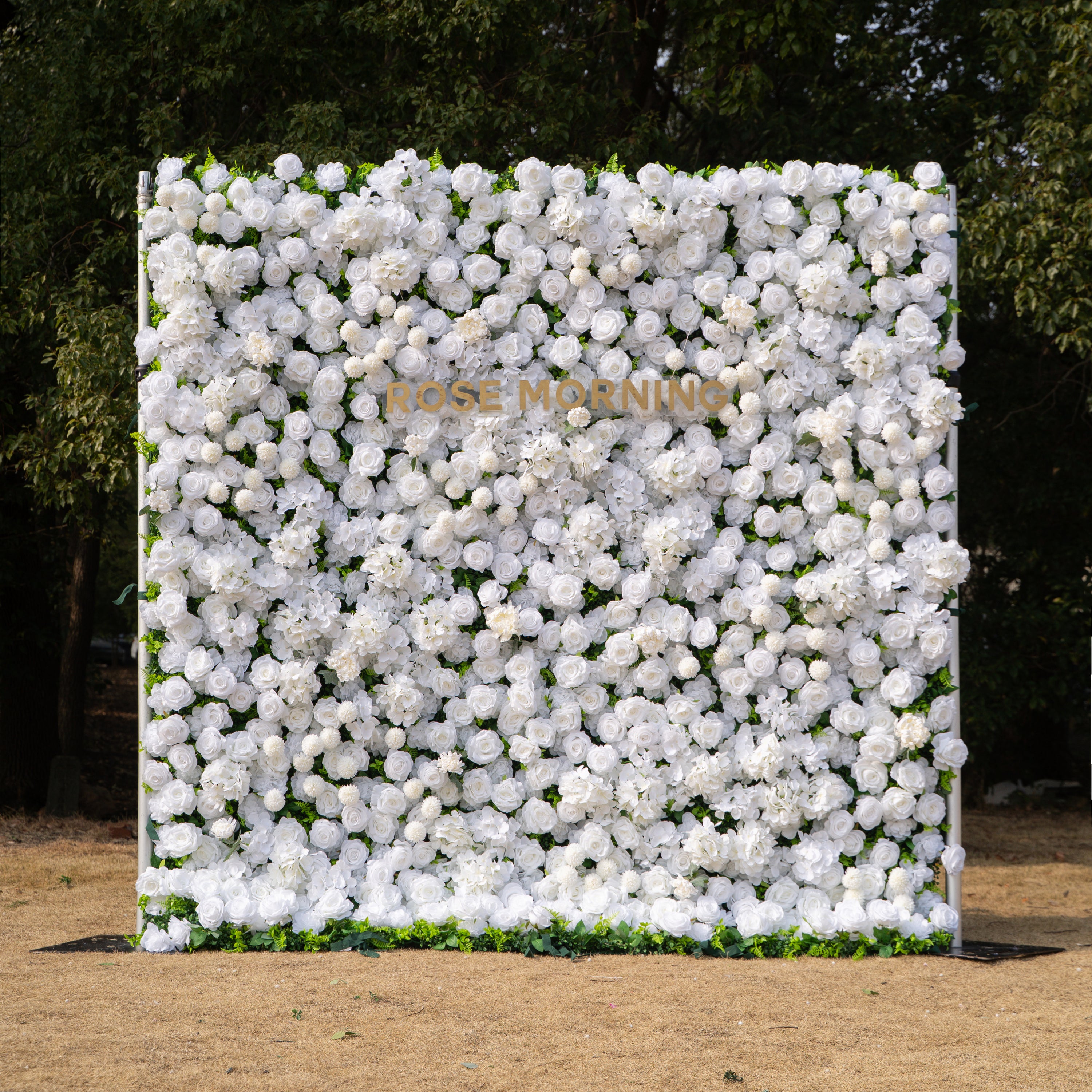 Thalia: 3D Pure White Luxury Silk Floral Wall Roll-Up Fabric Backdrop for Elegant Wedding Ceremonies &amp; Minimalist Events