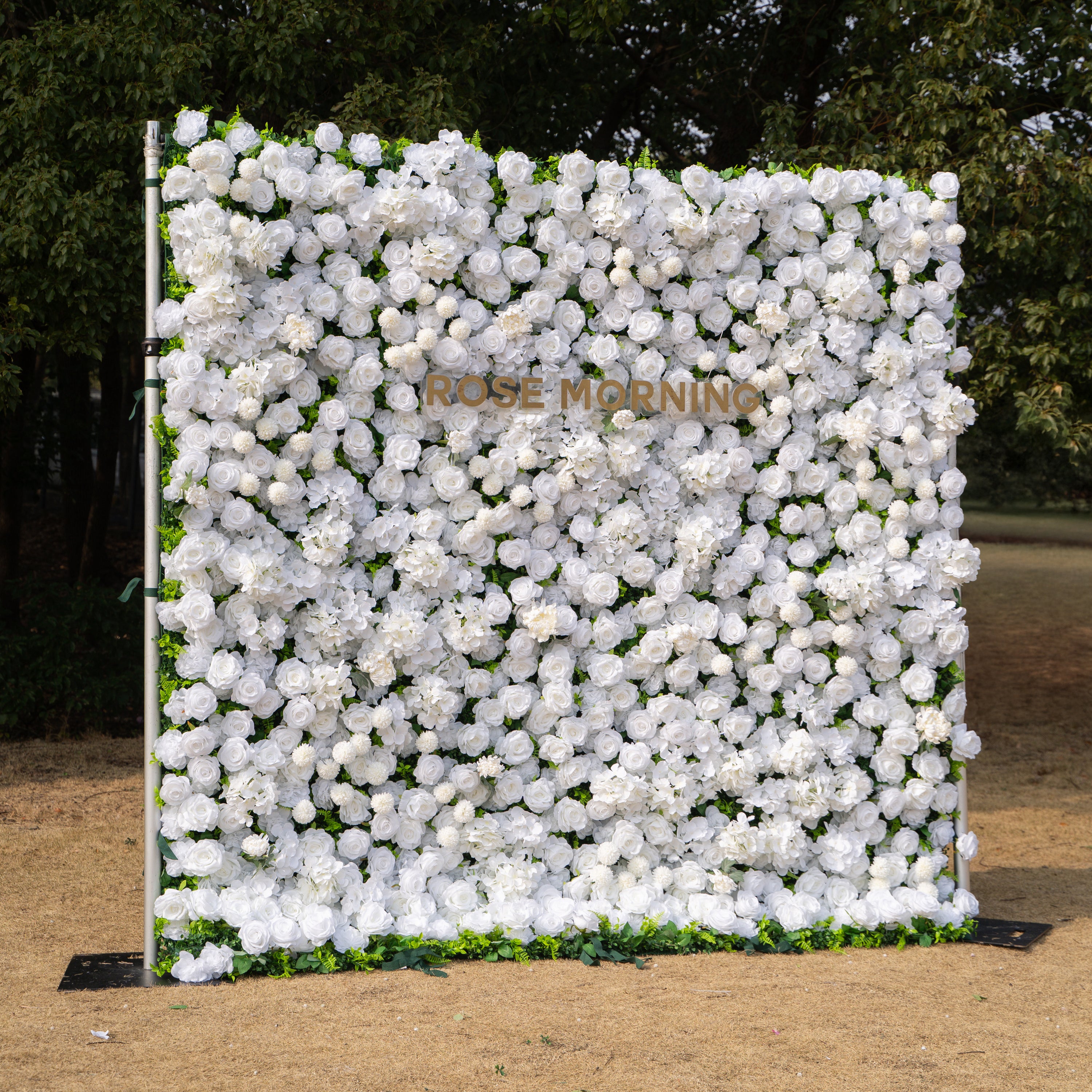Thalia: 3D Pure White Luxury Silk Floral Wall Roll-Up Fabric Backdrop for Elegant Wedding Ceremonies &amp; Minimalist Events