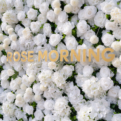 Thalia: 3D Pure White Luxury Silk Floral Wall Roll-Up Fabric Backdrop for Elegant Wedding Ceremonies &amp; Minimalist Events