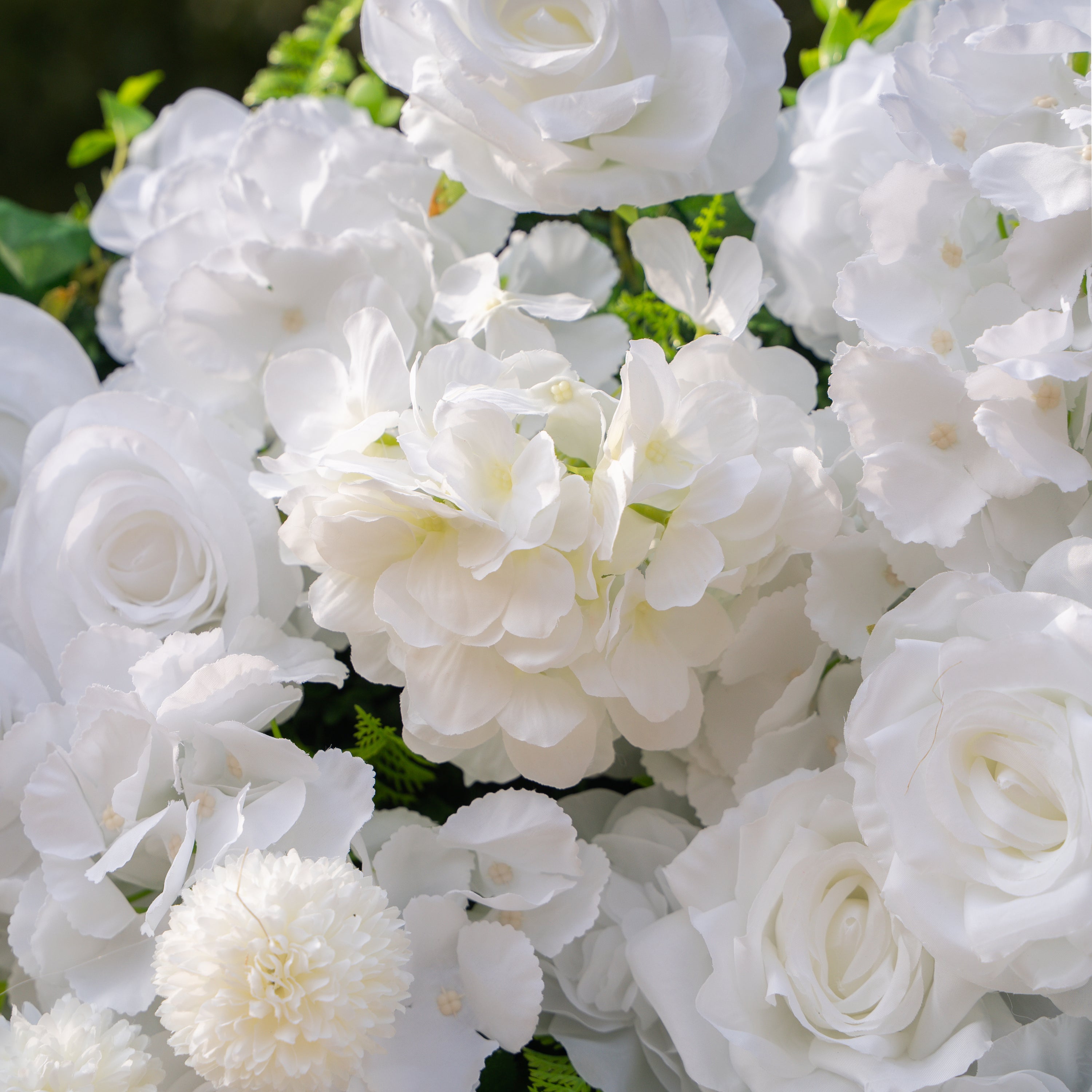Thalia: 3D Pure White Luxury Silk Floral Wall Roll-Up Fabric Backdrop for Elegant Wedding Ceremonies &amp; Minimalist Events