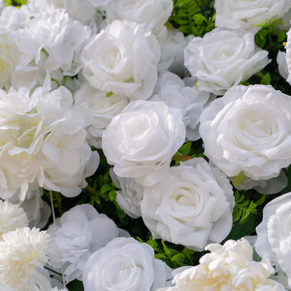 Thalia: 3D Pure White Luxury Silk Floral Wall Roll-Up Fabric Backdrop for Elegant Wedding Ceremonies &amp; Minimalist Events