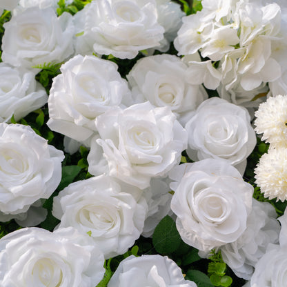 Thalia: 3D Pure White Luxury Silk Floral Wall Roll-Up Fabric Backdrop for Elegant Wedding Ceremonies &amp; Minimalist Events