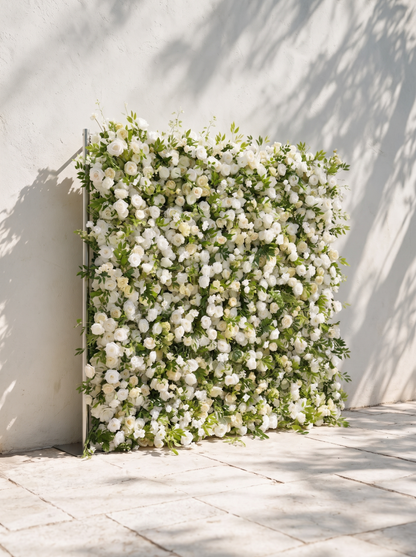 Verdant：2026 Luxury 5D White &amp; Green Floral Wall with Greenery Roll-Up Backdrop for Whimsical Bridal Showers