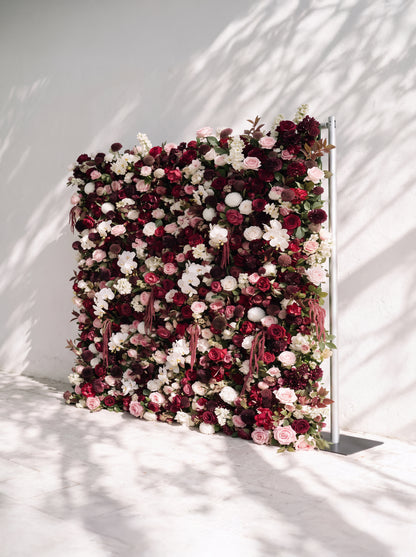 Garnet ：2026 Luxury 5D Berry &amp; Burgundy Floral Wall with Greenery Roll-Up Backdrop for Rustic Garden Weddings (Copy) (Copy)