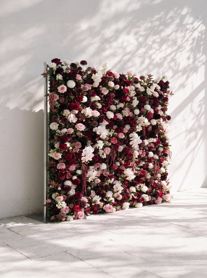Garnet ：2026 Luxury 5D Berry &amp; Burgundy Floral Wall with Greenery Roll-Up Backdrop for Rustic Garden Weddings (Copy) (Copy)