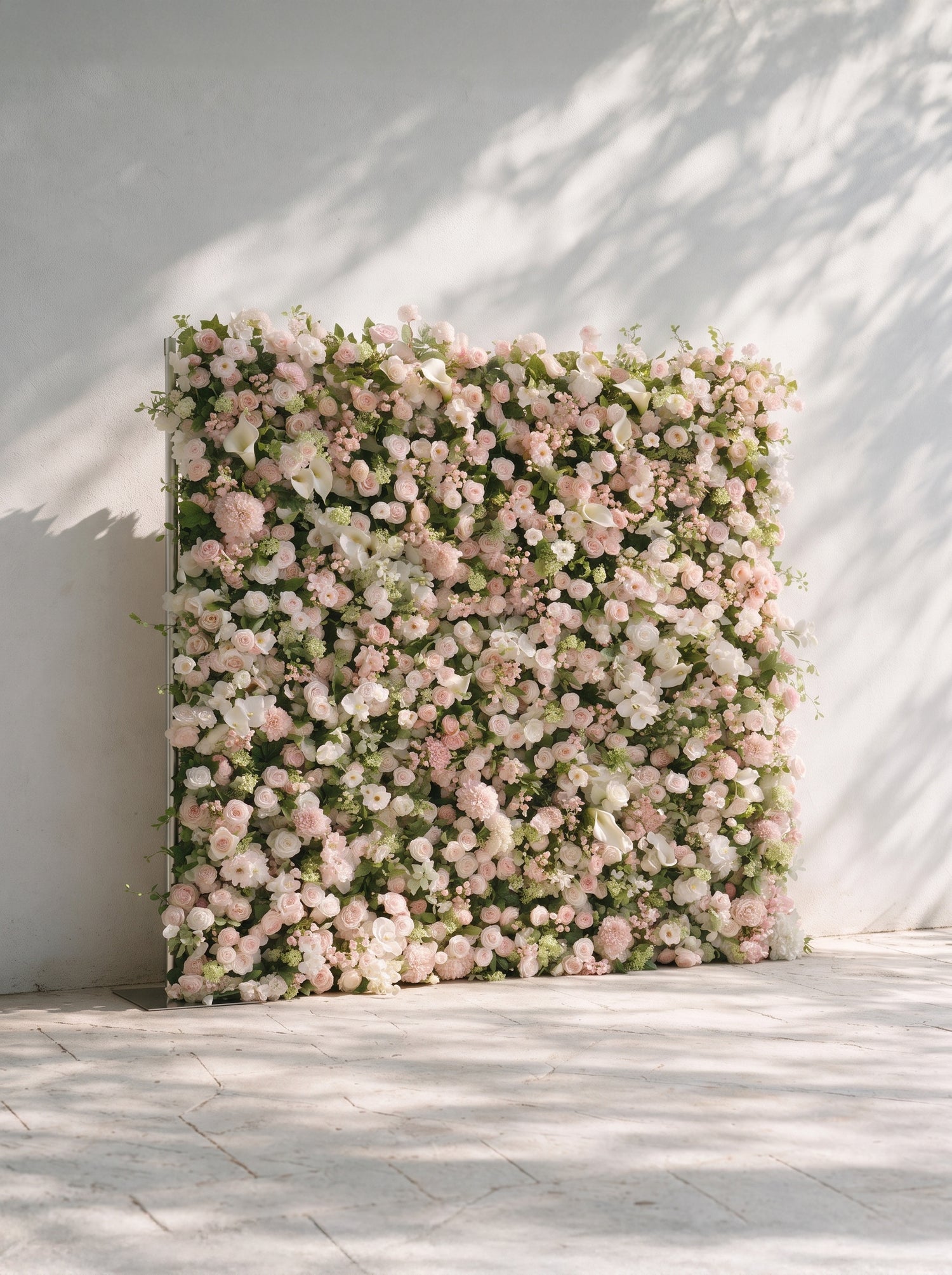Cashmere：2026 Luxury 5D White &amp; Pink Floral Wall with Greenery Roll-Up Backdrop for Rustic Garden Weddings