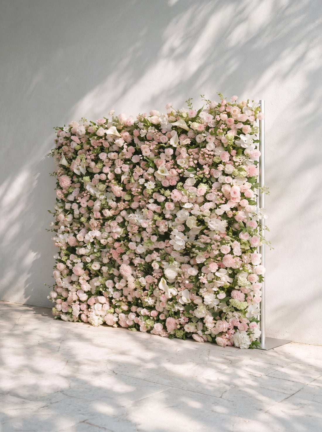 Cashmere：2026 Luxury 5D White &amp; Pink Floral Wall with Greenery Roll-Up Backdrop for Rustic Garden Weddings