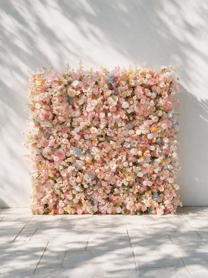 Sorbet：2026 Luxury 5D Macaron Floral Wall with Greenery Roll-Up Backdrop for Whimsical Bridal Showers