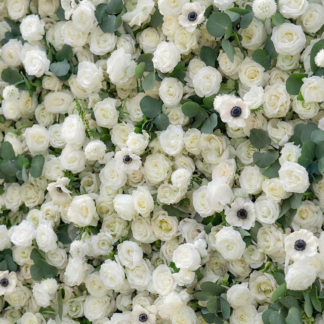 Veda: 5D Elegant White Silk Rose &amp; Greenery Wall Roll-Up Fabric Backdrop for Grand Weddings &amp; Ceremonies