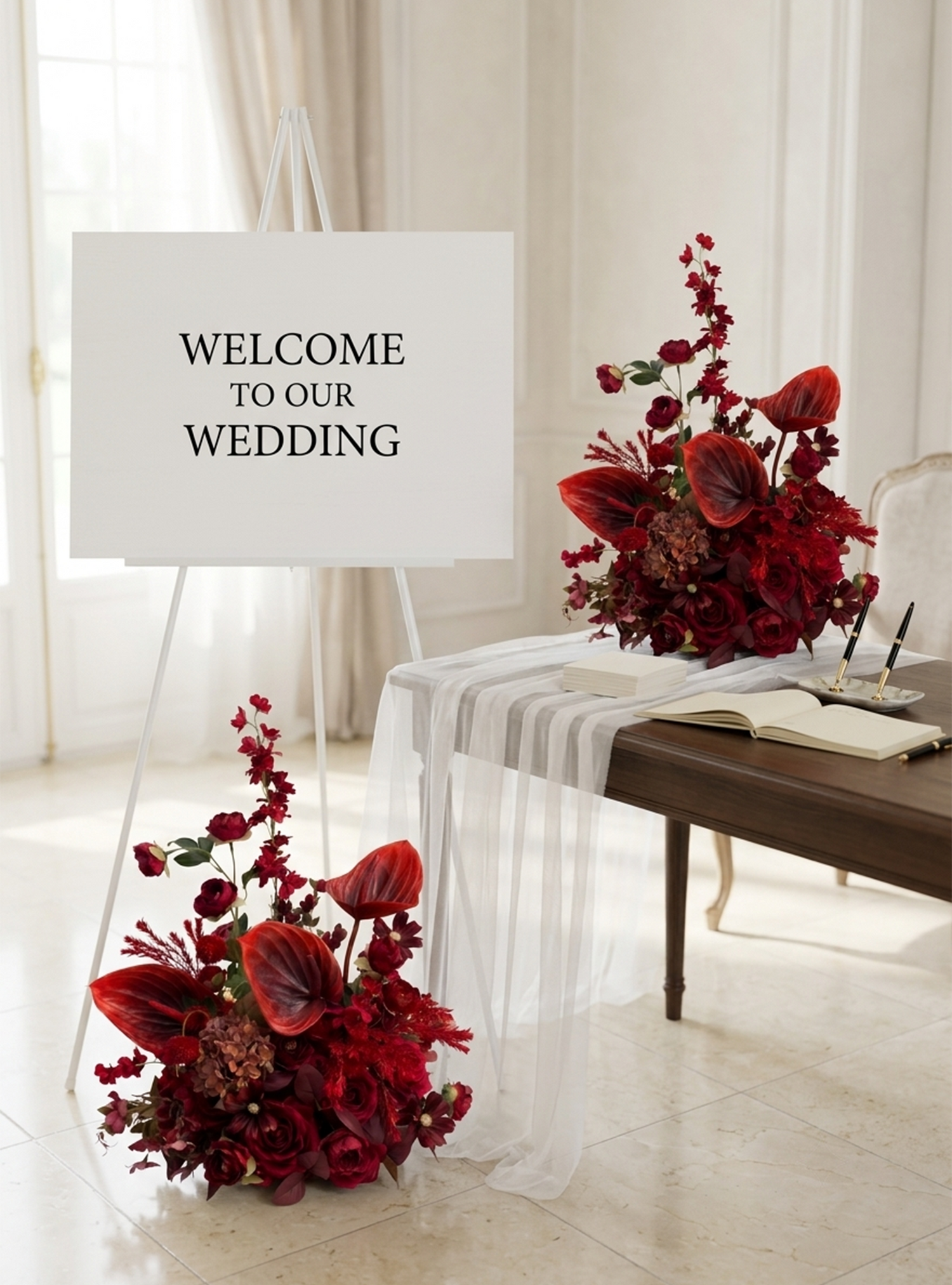 Lunelle：Berry &amp; Burgundy Artificial Rose Arrangements, Wedding Aisle &amp; Table Decor Realistic Silk Flowers with Stable Base,Reusable,Ideal for Indoor Outdoor Ceremonies,Parties &amp; Table Centerpieces
