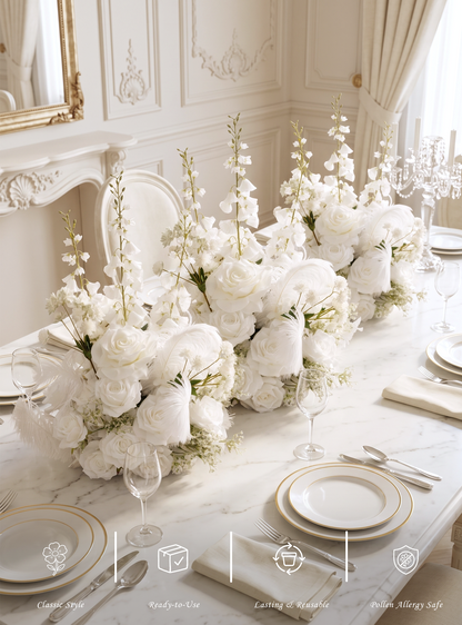 Florielle：White Artificial Rose Arrangements, Wedding Aisle &amp; Table Decor Realistic Silk Flowers with Stable Base,Reusable,Ideal for Indoor Outdoor Ceremonies,Parties &amp; Table Centerpieces