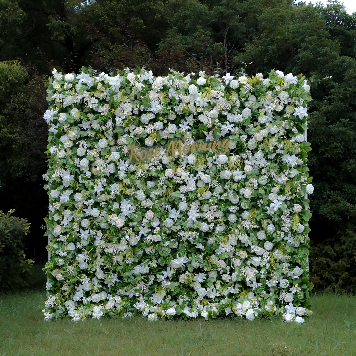 willow: 3D Fabric Artificial Flower Wall Rolling Up Curtain Flower Wall R790 - 8ft*8ft Rose Morning