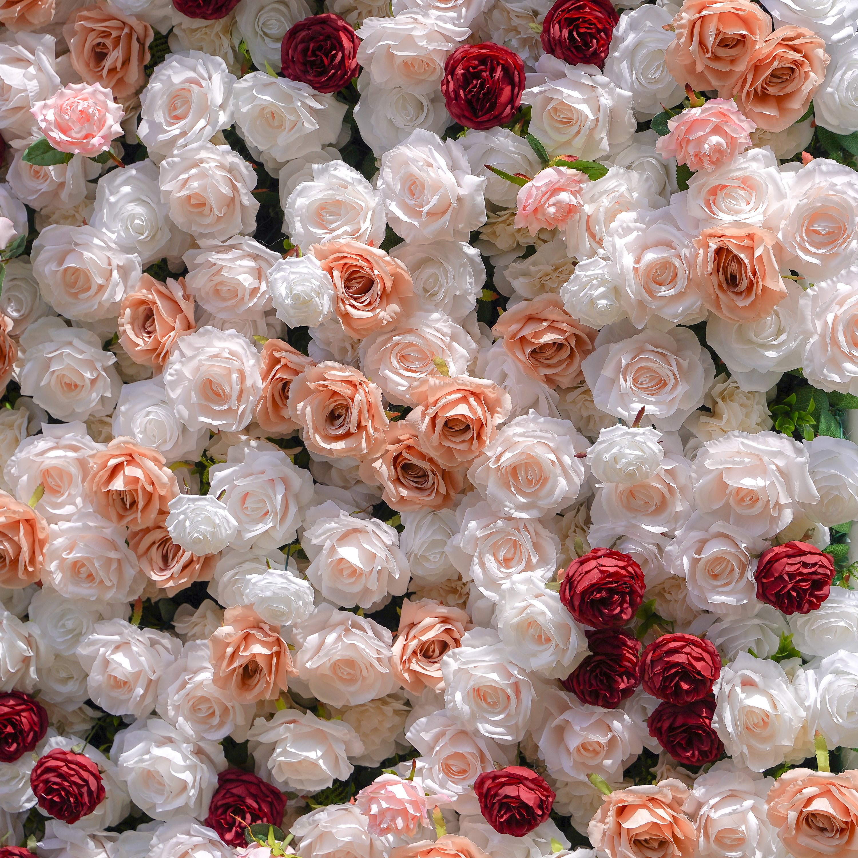 Yvette：5D Fabric Artificial rolling up curtain flower wall Rose Morning