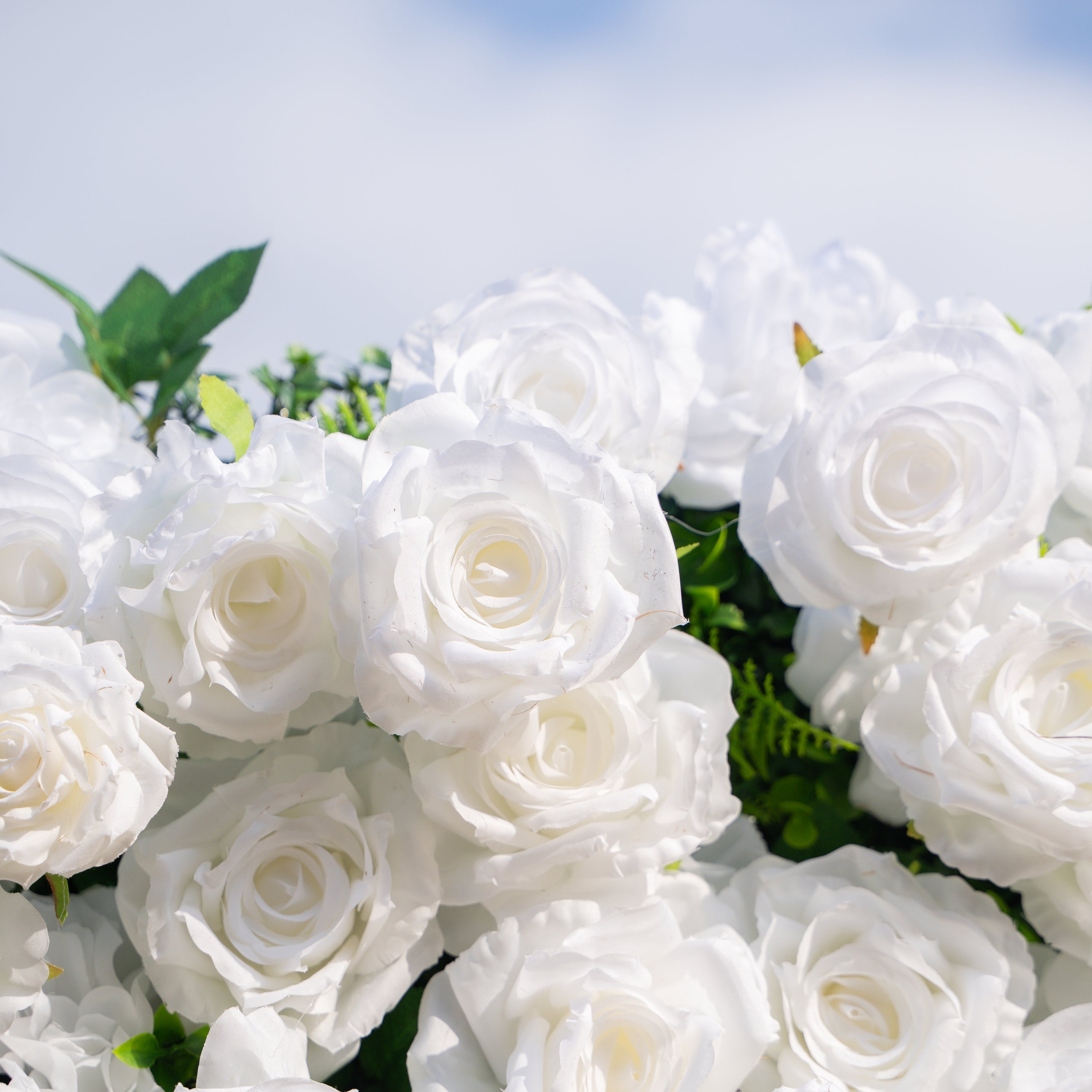Zephira: 3D Elegant White Silk Rose Flower Wall Roll-Up Fabric Backdrop for Luxury Weddings &amp; Events