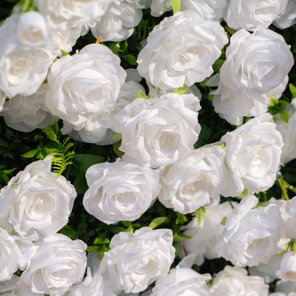 Zephira: 3D Elegant White Silk Rose Flower Wall Roll-Up Fabric Backdrop for Luxury Weddings &amp; Events