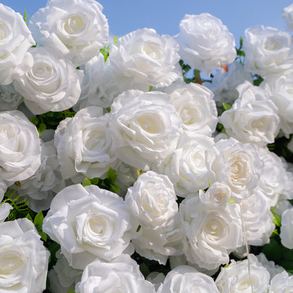 Zephira: 3D Elegant White Silk Rose Flower Wall Roll-Up Fabric Backdrop for Luxury Weddings &amp; Events