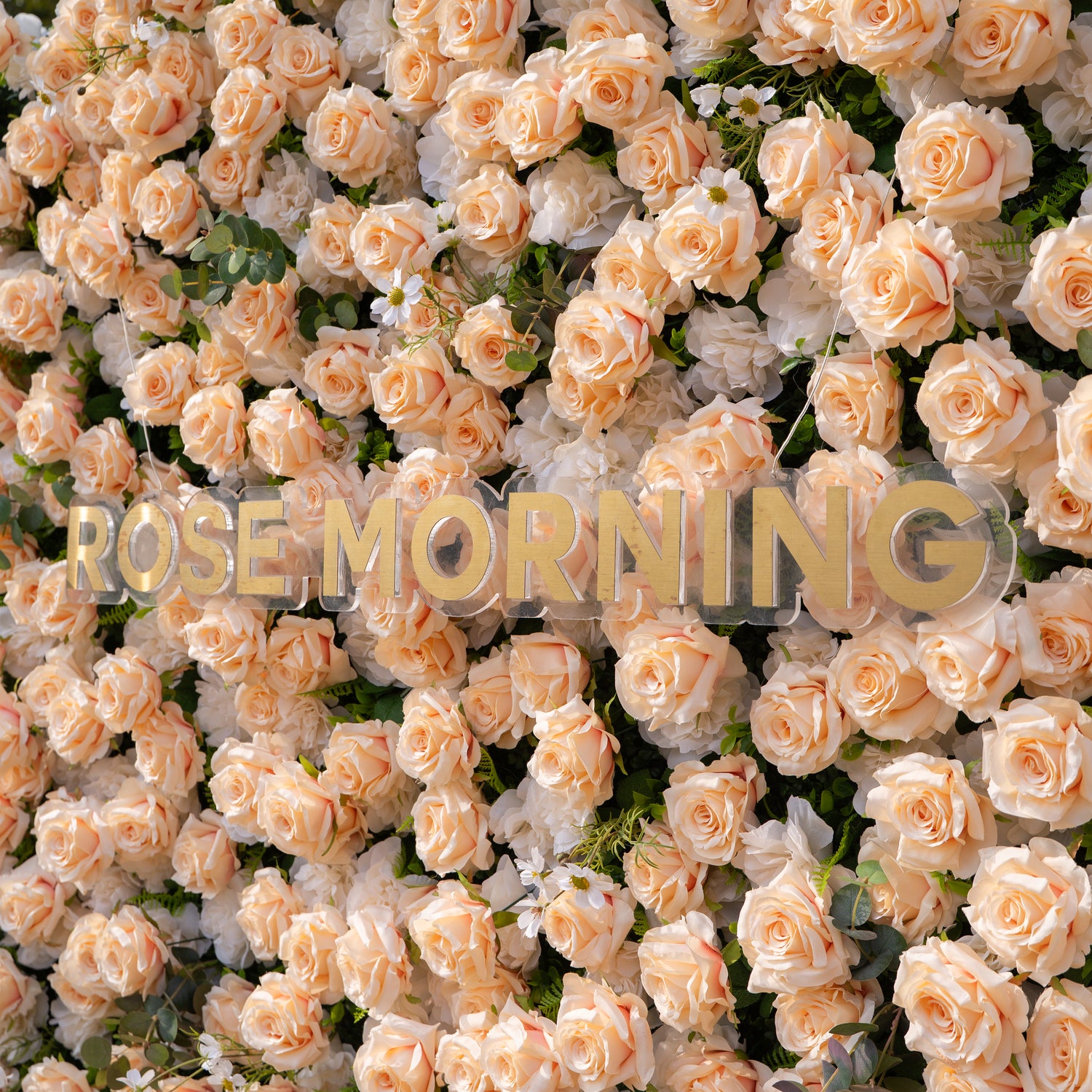 Zephyra: 3D Elegant Champagne Silk Rose Flower Wall Roll-Up Fabric Backdrop for Luxury Weddings &amp; Events