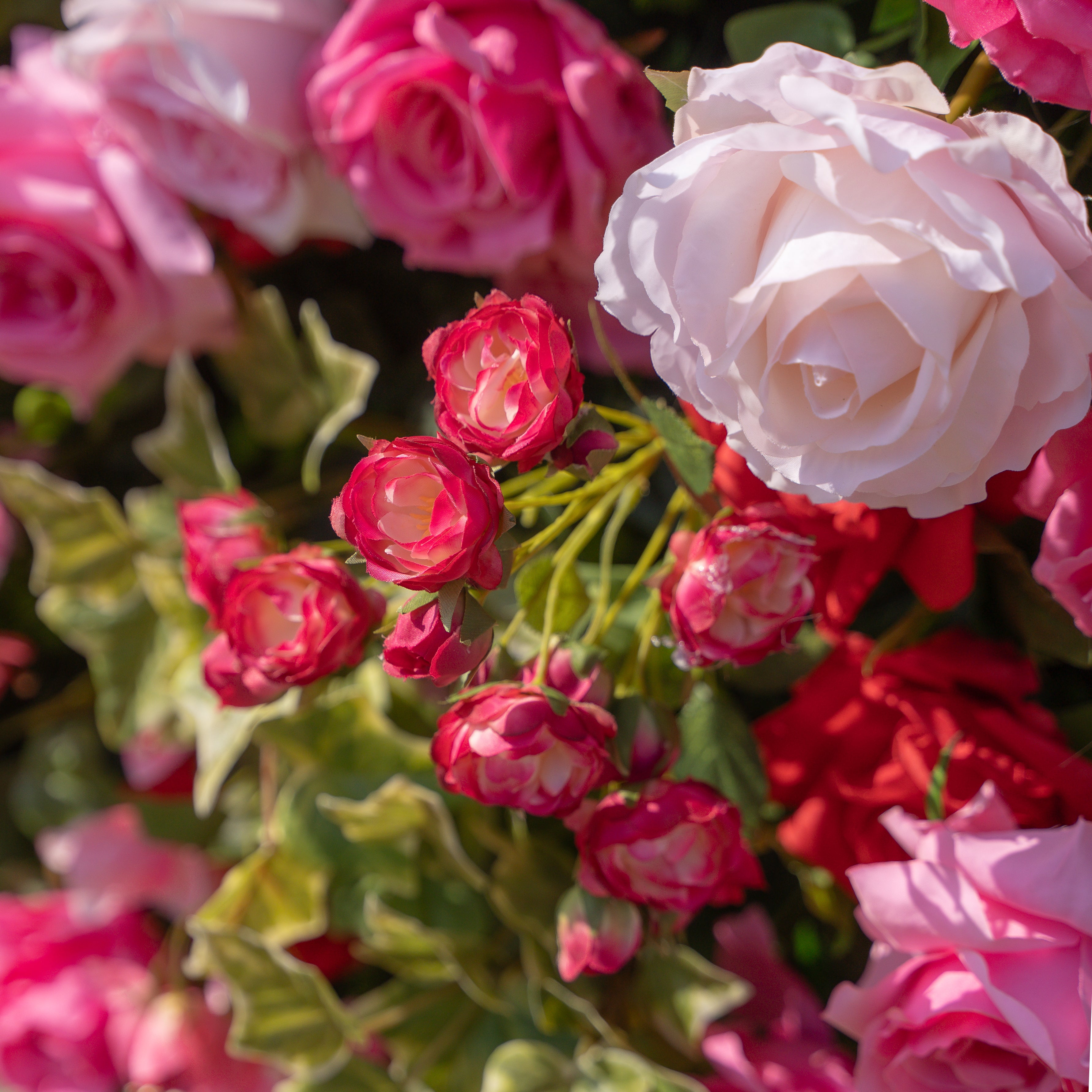 Zinfandel：3D Fabric Artificial rolling up curtain flower wall