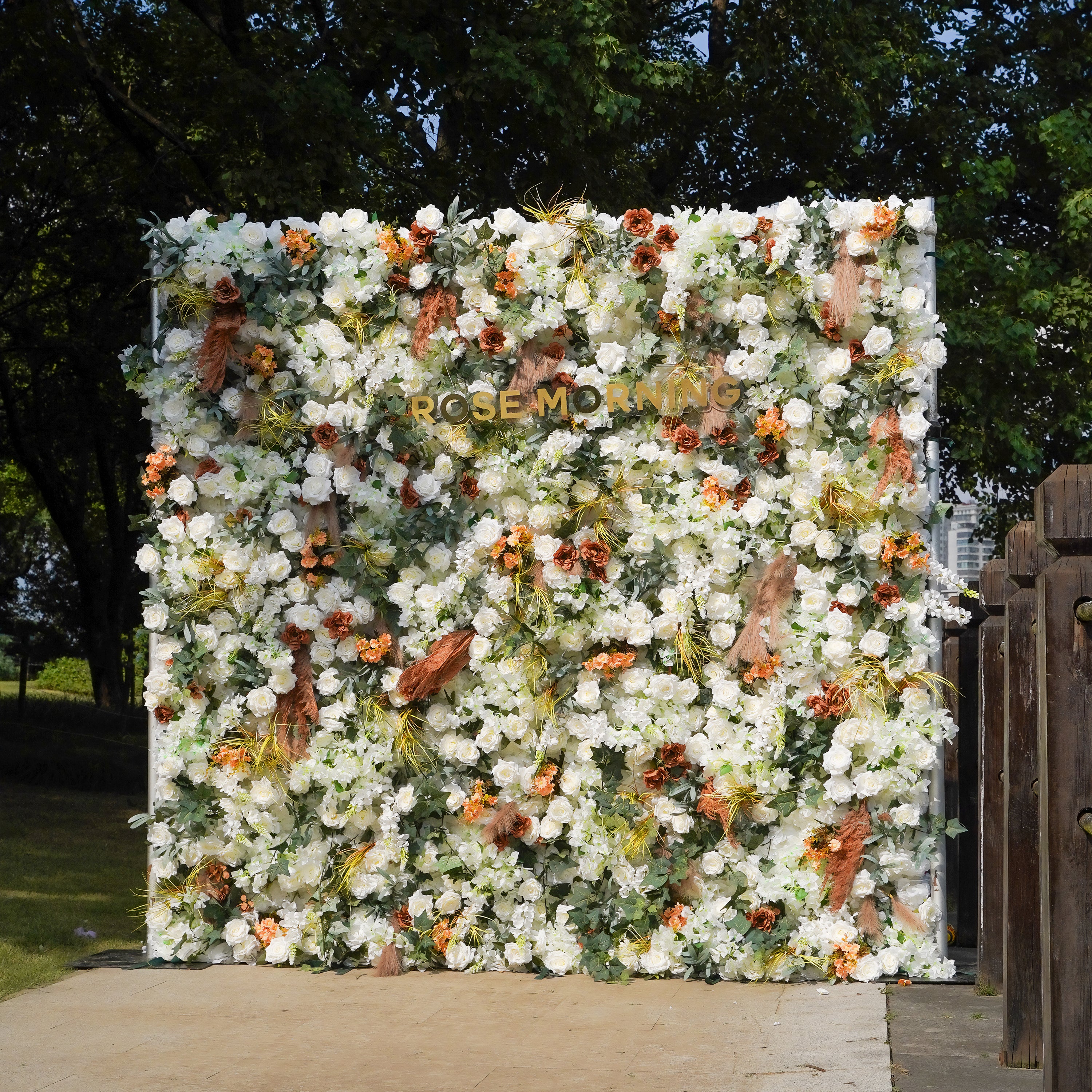 Zoey 3D Fabric Artificial rolling up curtain flower wall Rose Morning