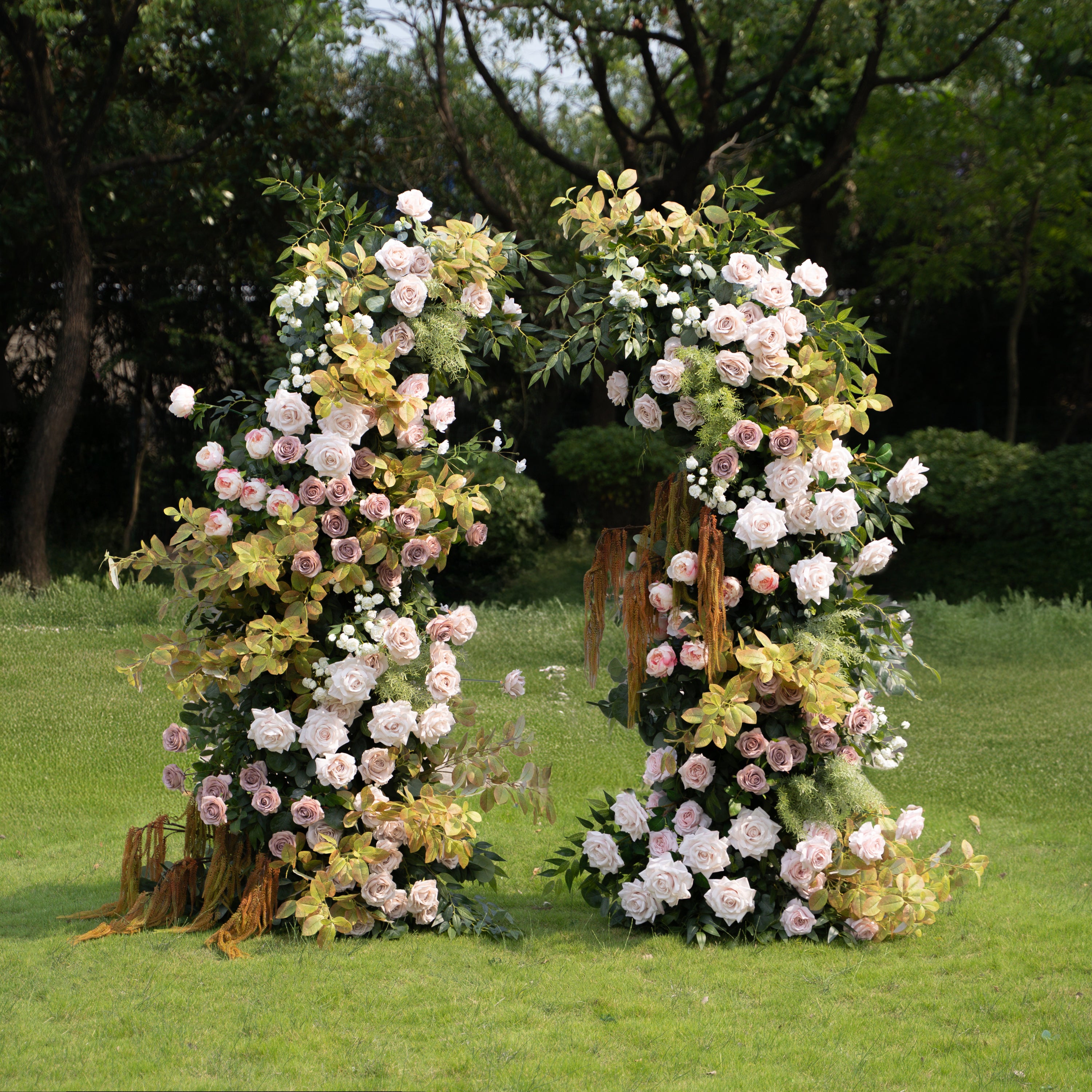 Zucca - Pumpkin Orange Autumn Floral Arch with Frame for Fall Wedding Party Backdrop