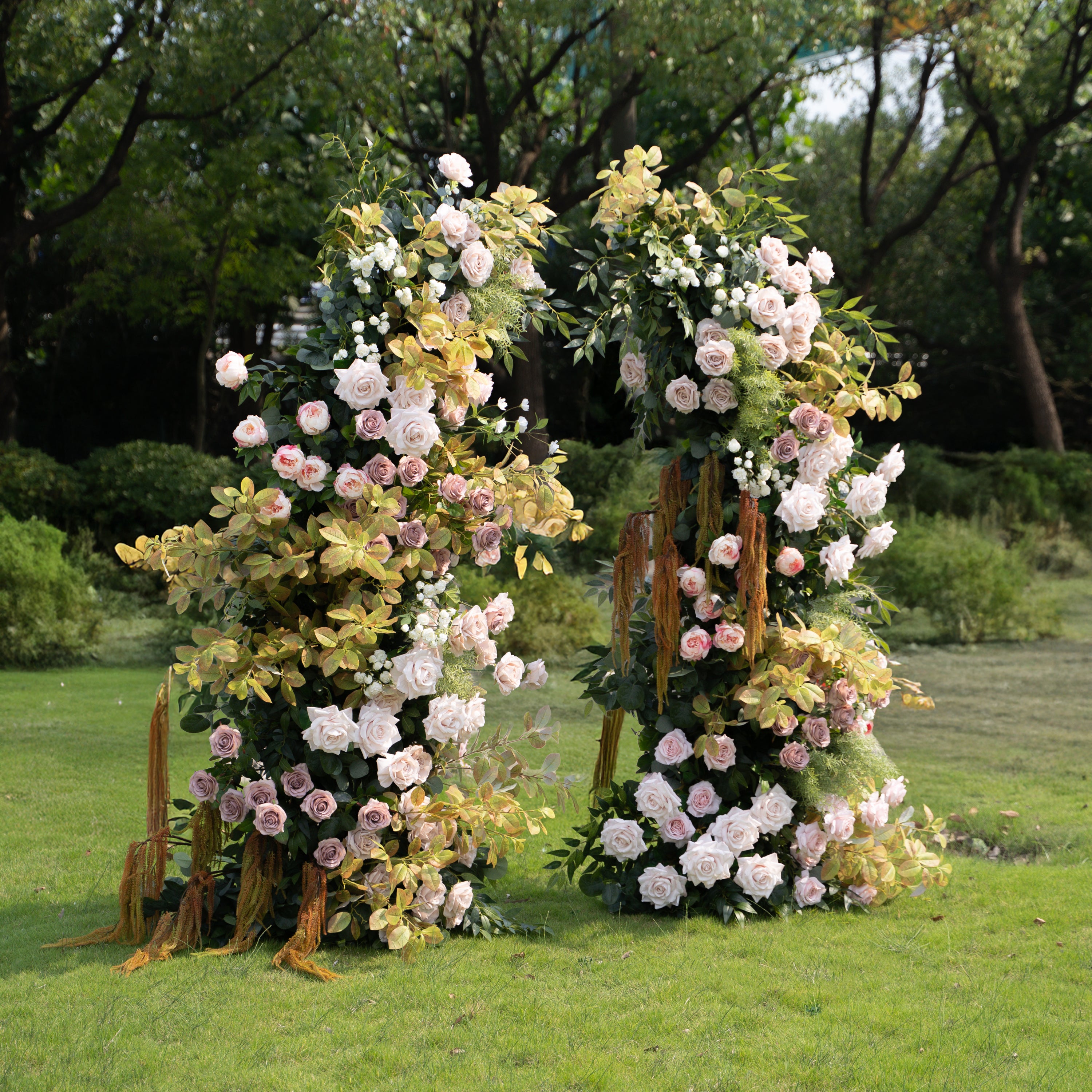 Zucca - Pumpkin Orange Autumn Floral Arch with Frame for Fall Wedding Party Backdrop