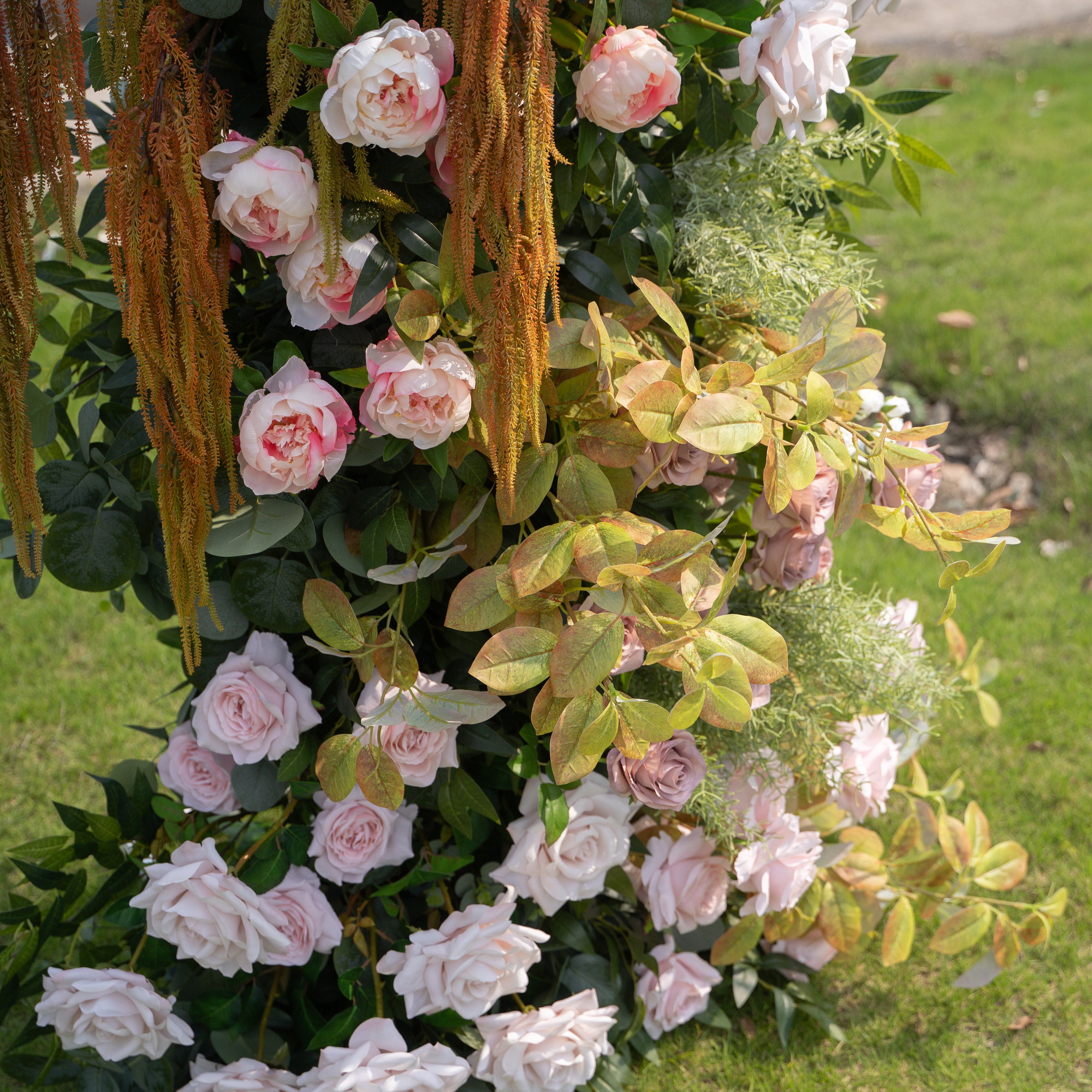 Zucca - Pumpkin Orange Autumn Floral Arch with Frame for Fall Wedding Party Backdrop