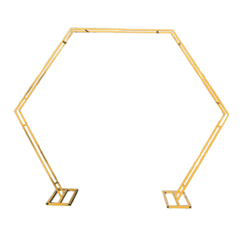 K008:  New wedding background decoration geometric double pole hexagonal arch shelf Rose Morning