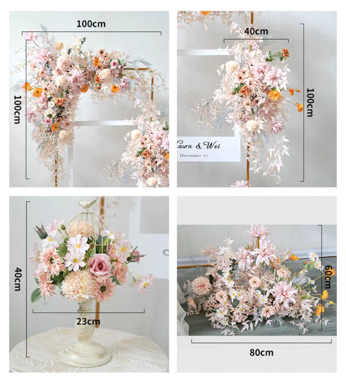F034:2023 New Wedding Party Background Floral Arch Decoration Including Frame Rose Morning
