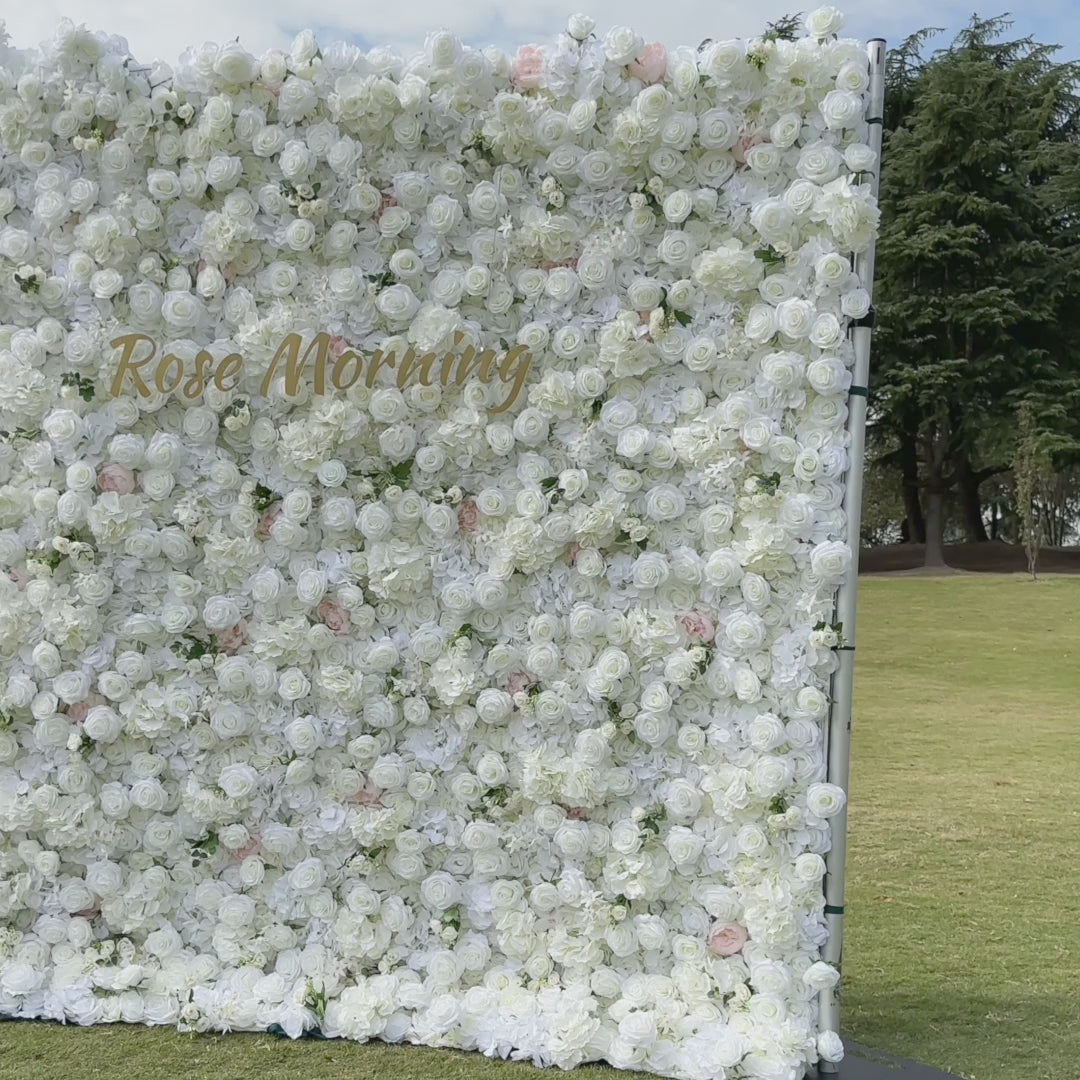 Caren：4D Fabric Artificial rolling up curtain flower wall