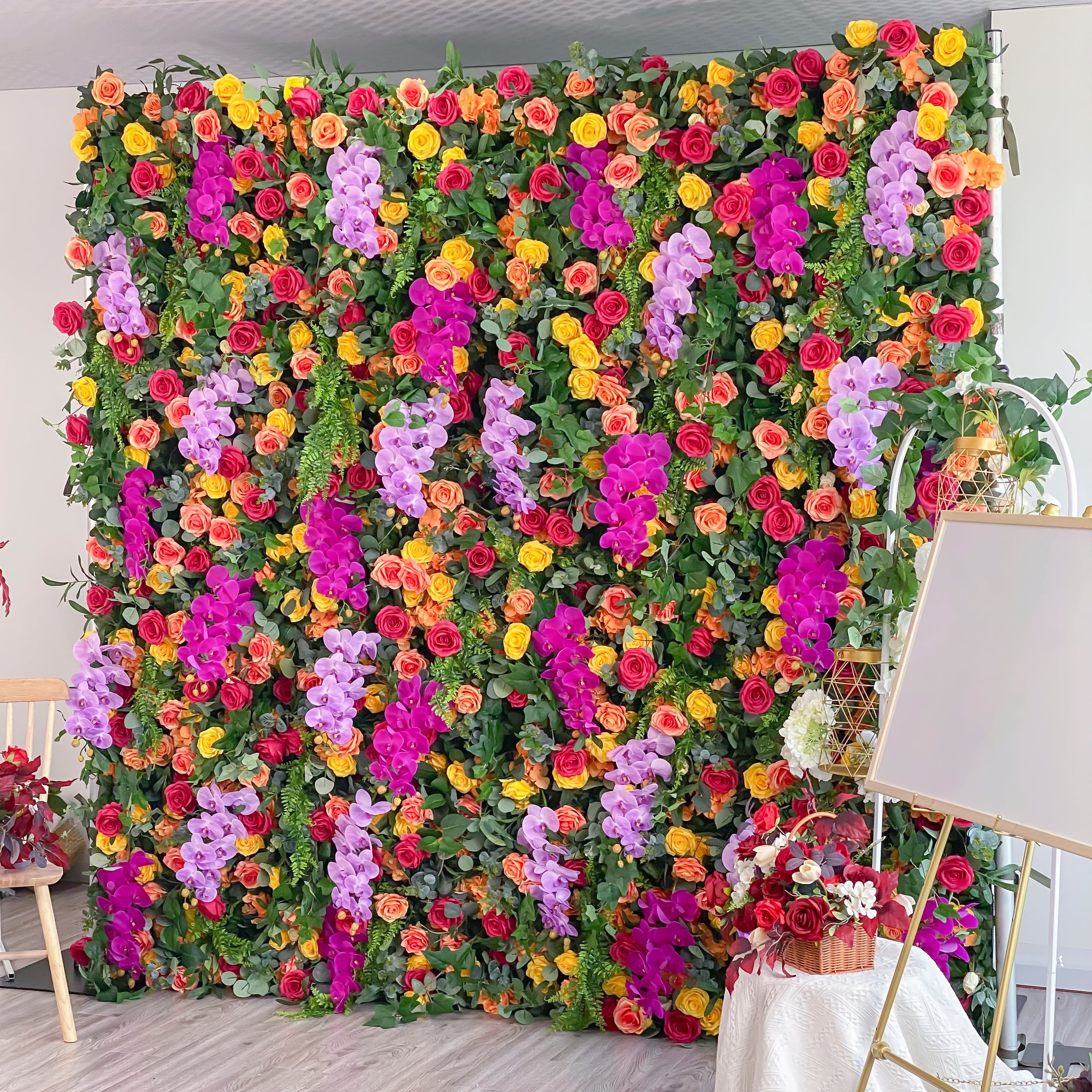 Sunflower：5D Fabric Artificial rolling up curtain flower wall – Rose Morning