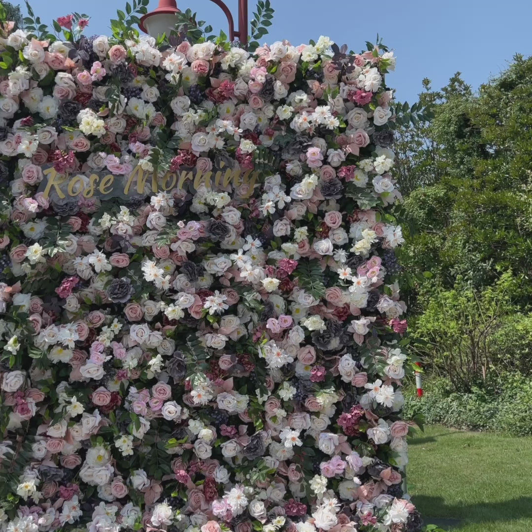 Selena：5D Fabric Artificial rolling up curtain flower wall