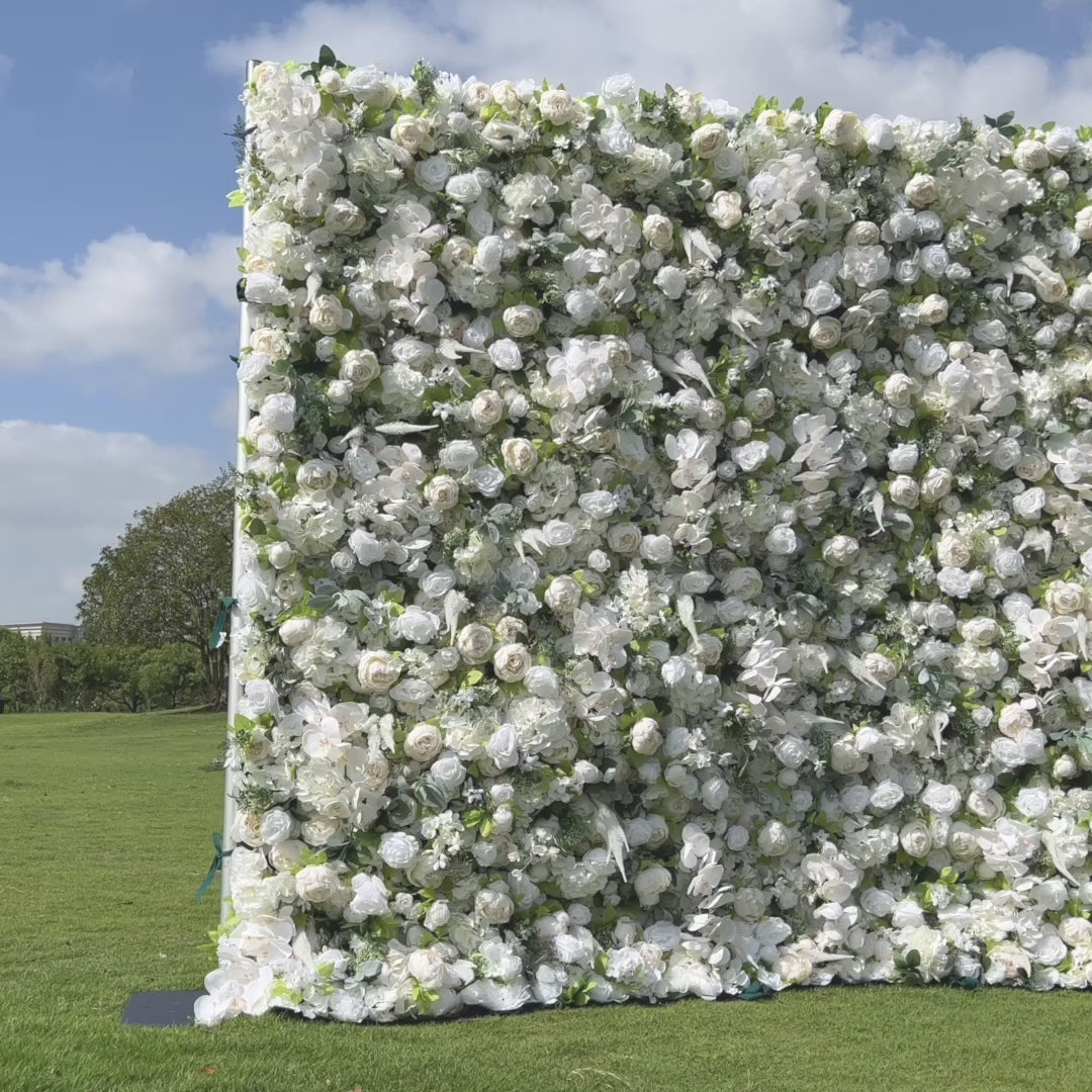 Morning：5D Fabric Artificial rolling up curtain flower wall