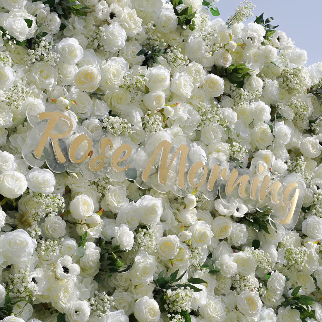 Rose Morning“The flower walls are made of artificial flowers in various colors, layered at different levels to create a lush, elegant and natural look. The exclusive zipper design and roll-up design make it easy to install and remove.”