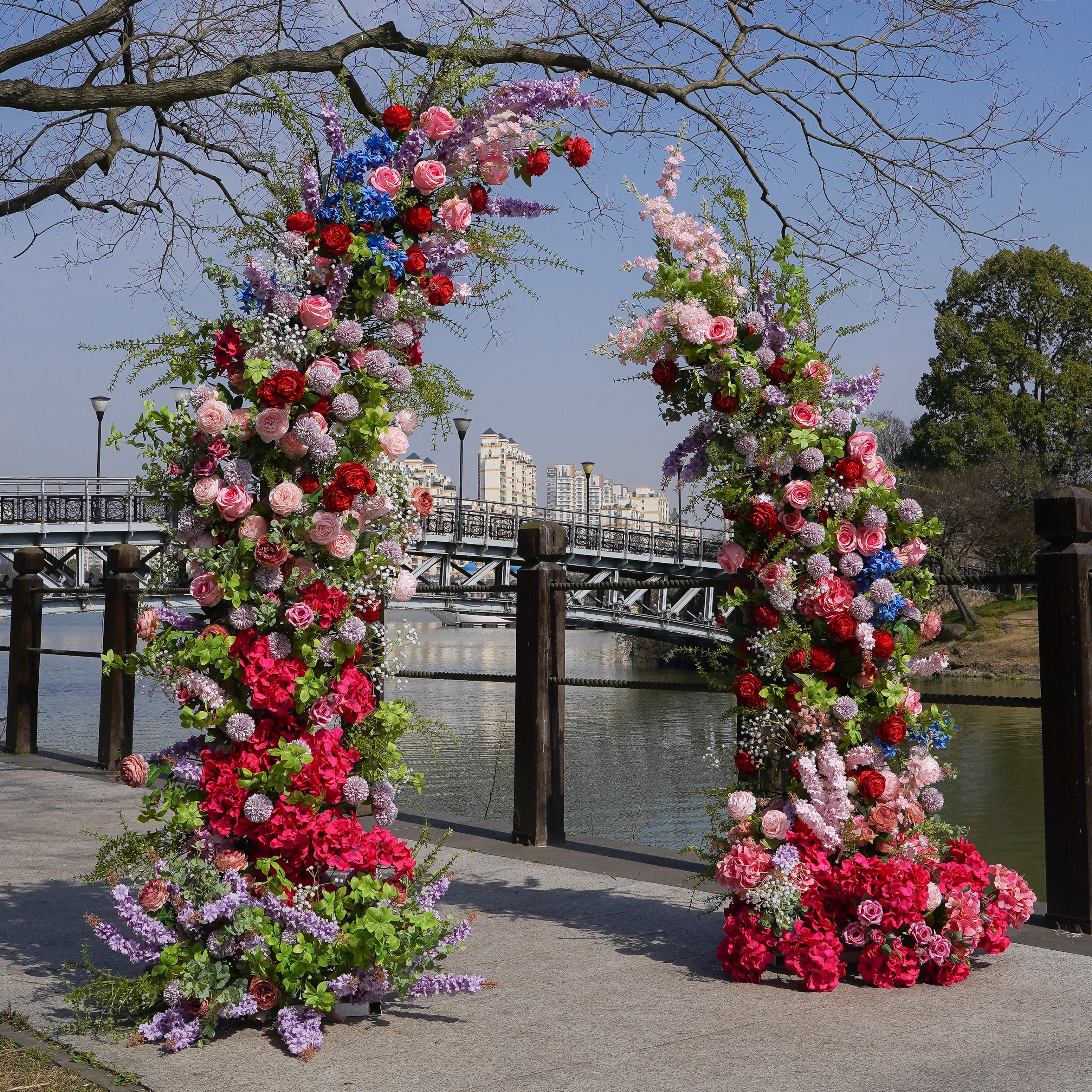 River:2023 New Wedding Party Background Floral Arch Decoration Including Frame -R916 Rose Morning