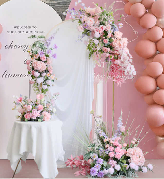 W008:2023 New Wedding Party Background Floral Arch Decoration Including Frame Rose Morning