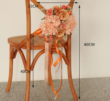 M021:Outdoor Wedding Decorative Chair Back Flowers Rose Morning