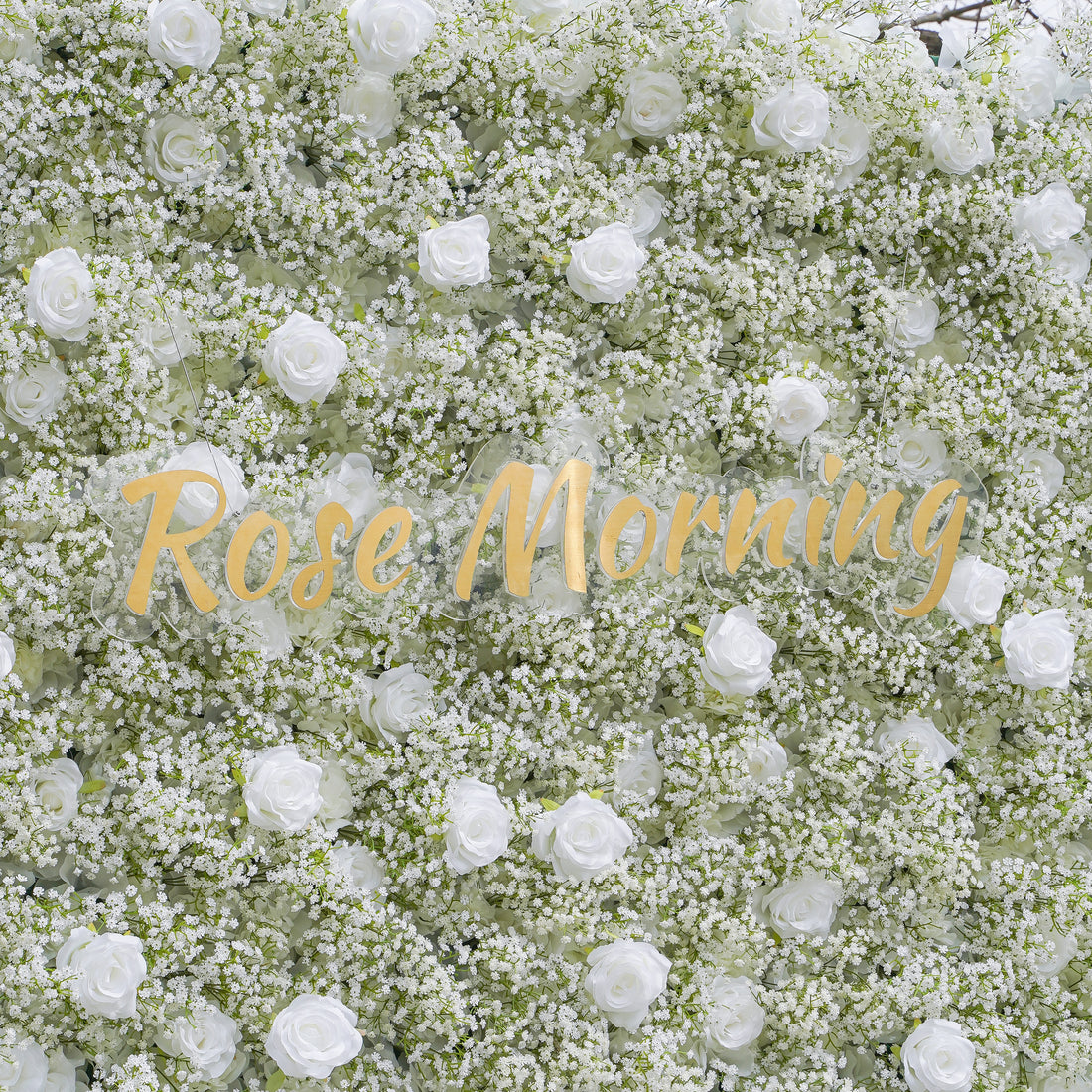 Rose Morning“The flower walls are made of artificial flowers in various colors, layered at different levels to create a lush, elegant and natural look. The exclusive zipper design and roll-up design make it easy to install and remove.”